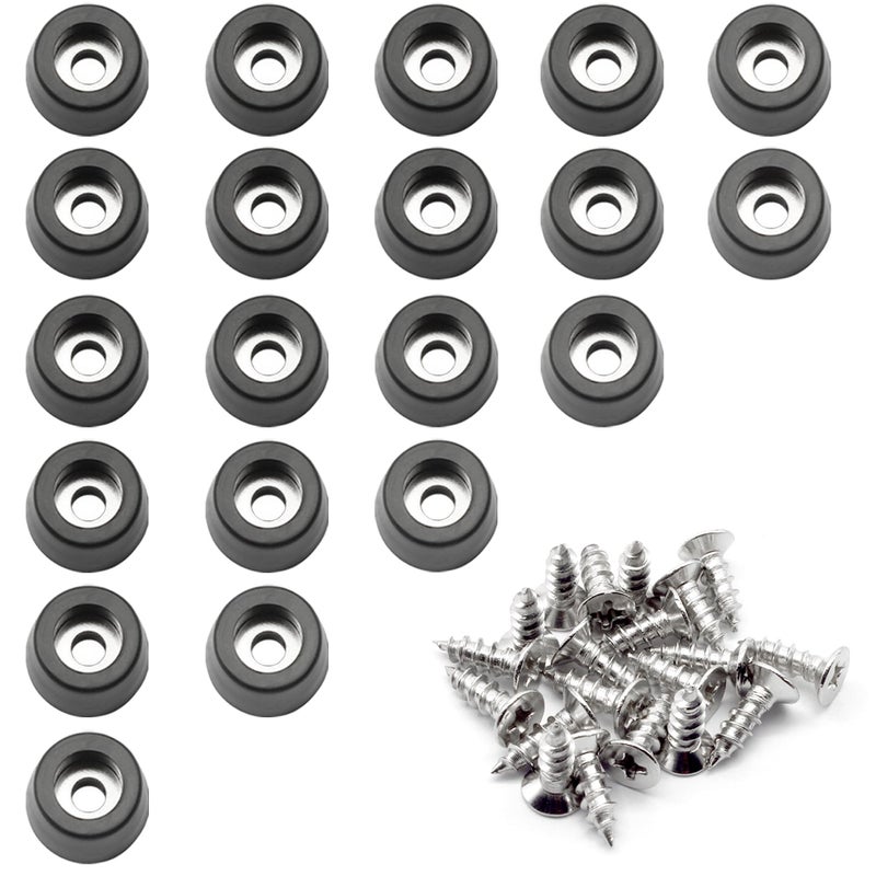 Otrestodyl Rubber Cutting Board Feet with Stainless Washer and Screws, 1/2â€ Small Black Round Rubber Feet, Non Slip Bumper Pads for Furniture, Electronics & Application,20 Pack - Image 1